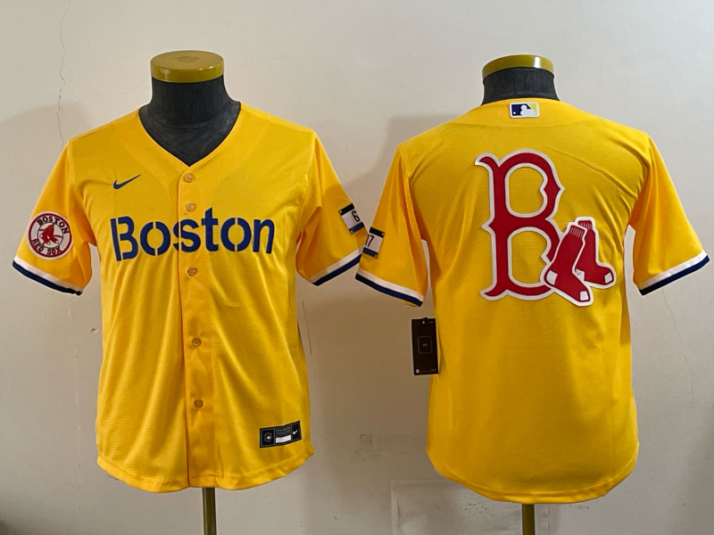 Youth Boston Red Sox blank yellow 2025 Nike MLB Jersey 01